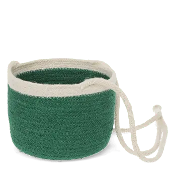 Green seagrass hanging basket with hanging loop.