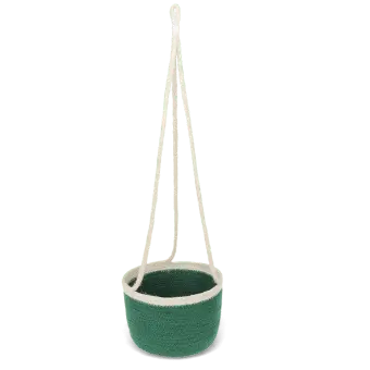 Green seagrass hanging basket with hanging loop.