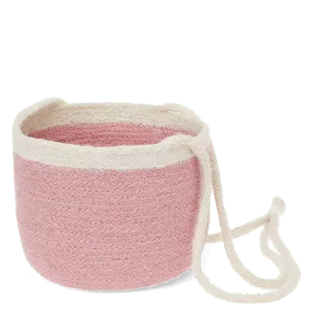 Pink seagrass hanging basket with hanging loop.