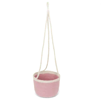 Pink seagrass hanging basket with hanging loop.