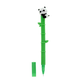 Panda pen with bamboo-shaped green barrel and 3D panda topper 
