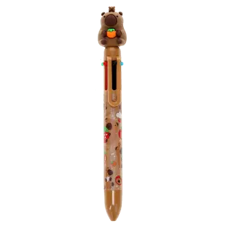Capybara-themed six-colour pen with animal topper