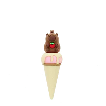 Capybara ice cream cone highlighter pen with capybara topper on top.