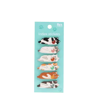 Cat-shaped index stickers featuring a cute cat laid down with a ball of yarn