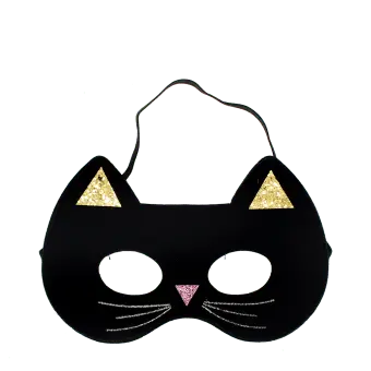 Black cat-shaped eye mask with elastic strap