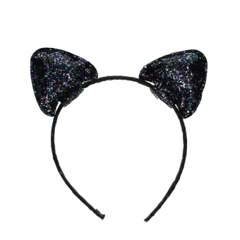 Black glitter cat ears headband