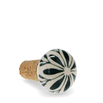 Ceramic and cork bottle stopper with leaf design 