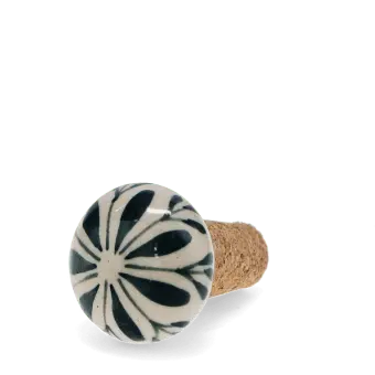 Ceramic and cork bottle stopper with leaf design 
