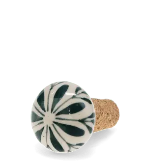 Ceramic and cork bottle stopper with leaf design 