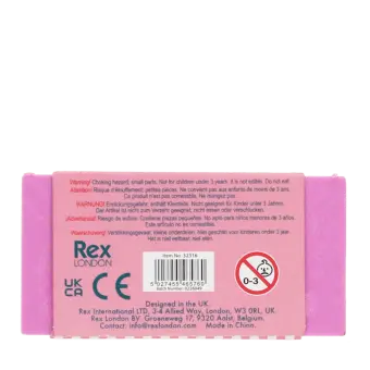 Back of strawberry chocolate eraser pack with product information