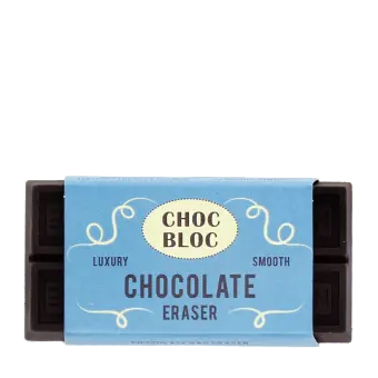 Brown chocolate bar eraser with retail packaging