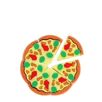 Pizza eraser set with seven detachable slices