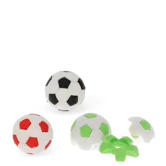 Three football-shaped erasers