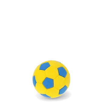 Football-shaped eraser in yellow and blue