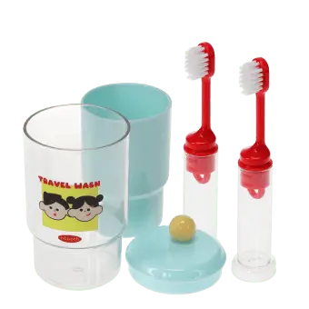 Portable travel toothbrush and mouthwash cup set