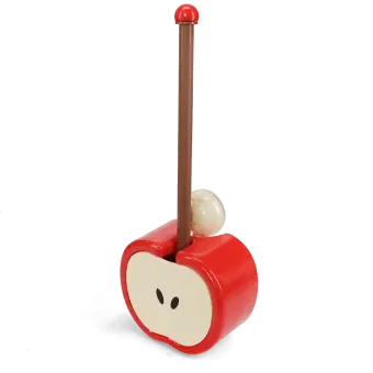 Red apple-shaped wall-mounted toilet brush with holder and black bristle head