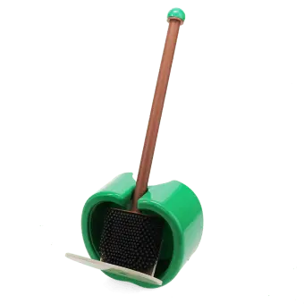 Green apple-shaped wall-mounted toilet brush with holder and black bristle head