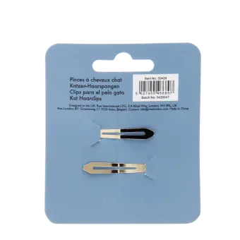 Back view of glitter black cat hair clips packaging