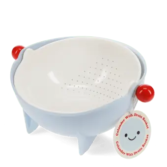 Colander bowl with flip drain basket