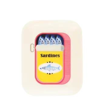 Rectangular trinket tray featuring a colourful sardines tin illustration with fish.