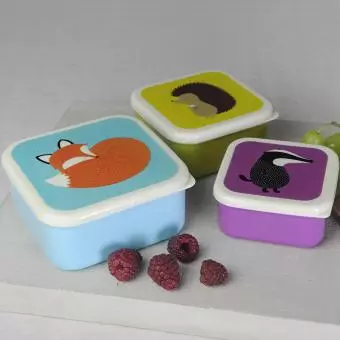 Set Of 3 Rusty Fox And Friends Snack Boxes