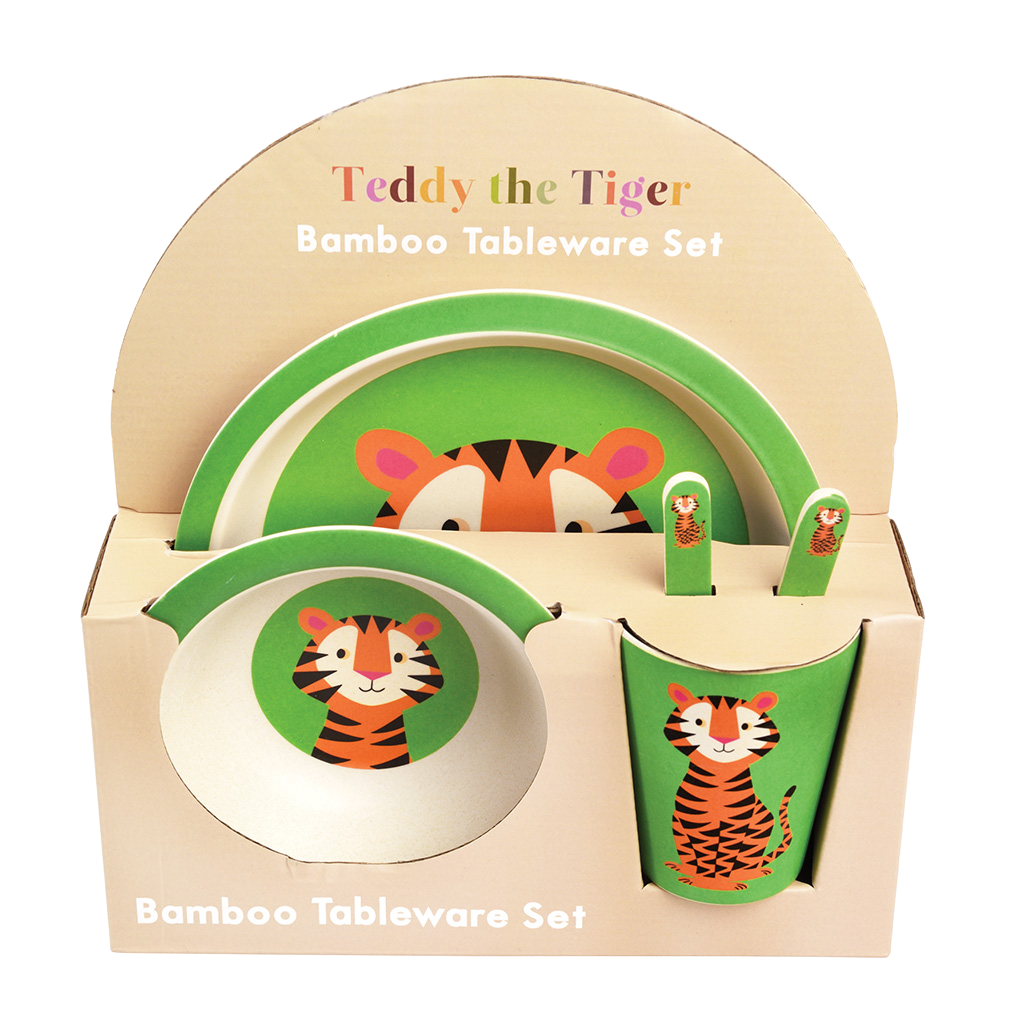 TEDDY THE TIGER BAMBOO TABLEWARE (SET OF 5) | ﻿Rex London