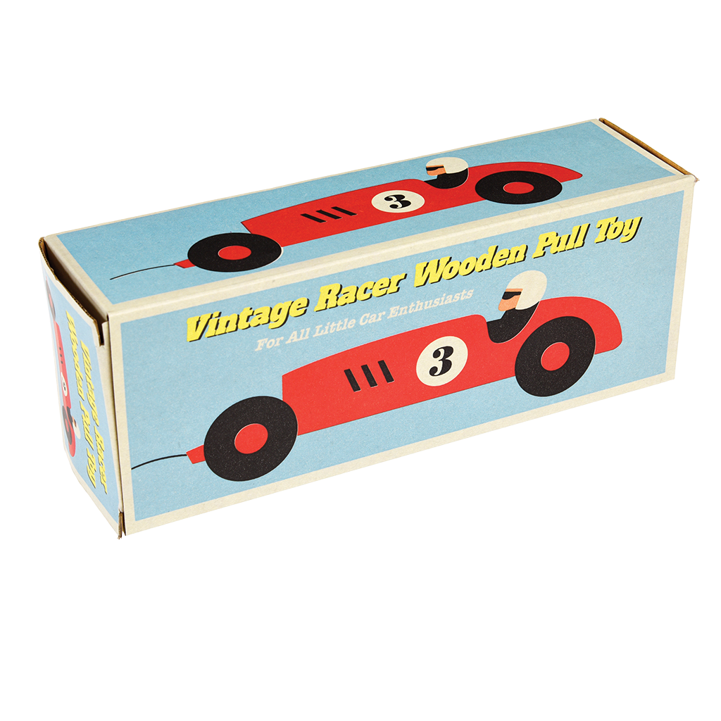 Wooden pull toy Vintage Racer Rex London