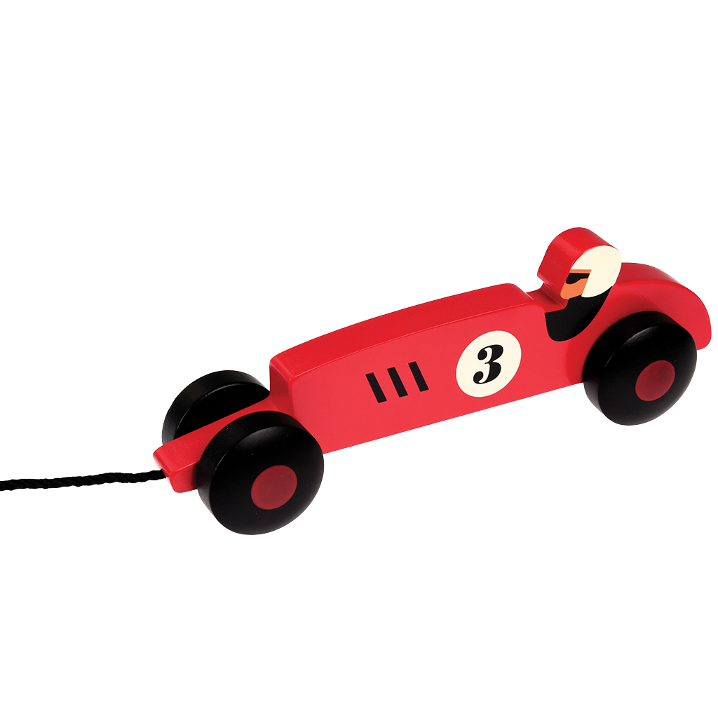Wooden pull toy Vintage Racer Rex London