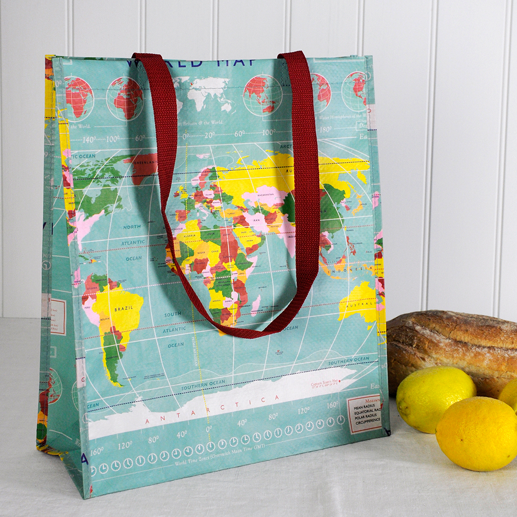 World Map Recycled Shopping Bag | Rex London