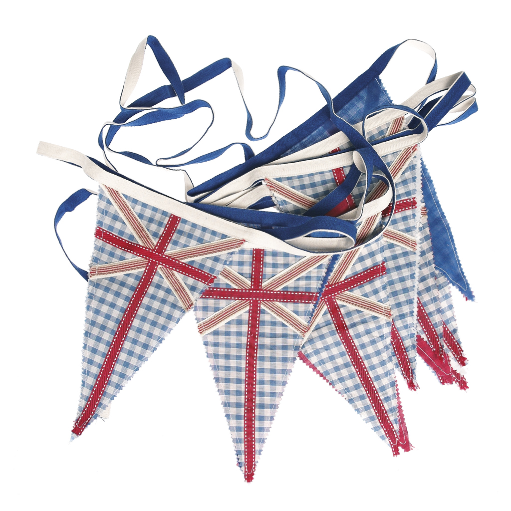 FABRIC VINTAGE UNION JACK FLAG BUNTING. WEDDING PARTY BANNERS