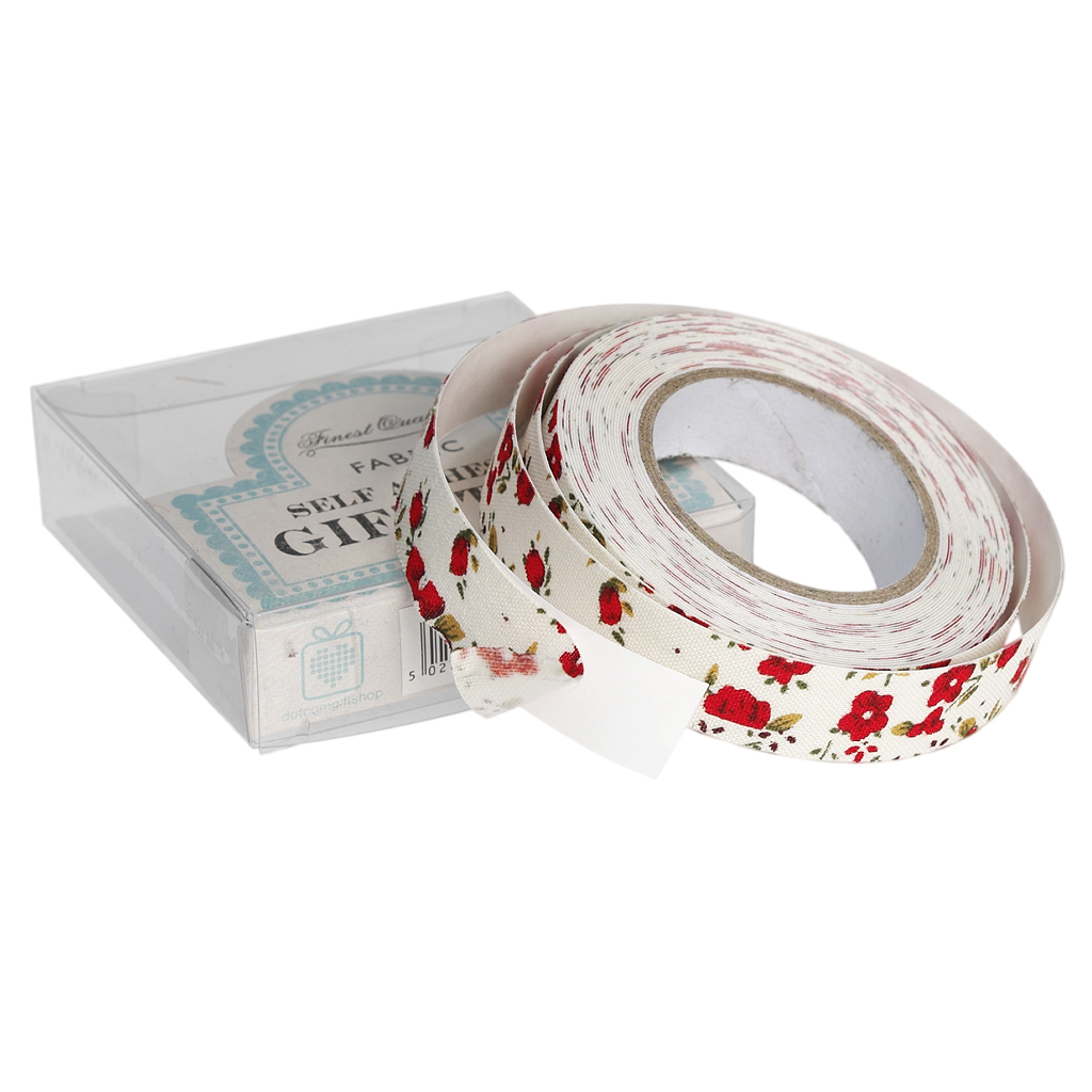 Red Floral Fabric Sticky Gift Tape Rex London