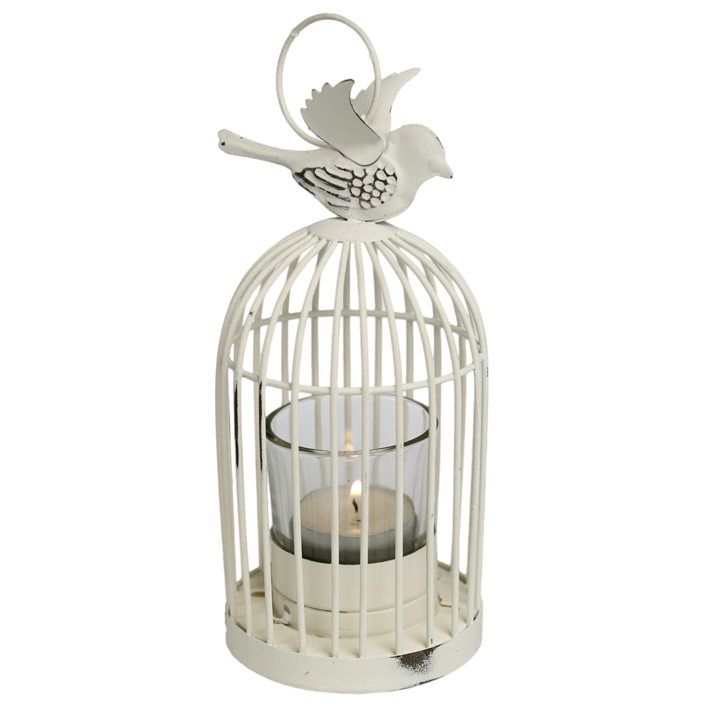 Dotcift Vintage Small Bird Cage Lantern White Tea Light White Tea Light Candle Holder