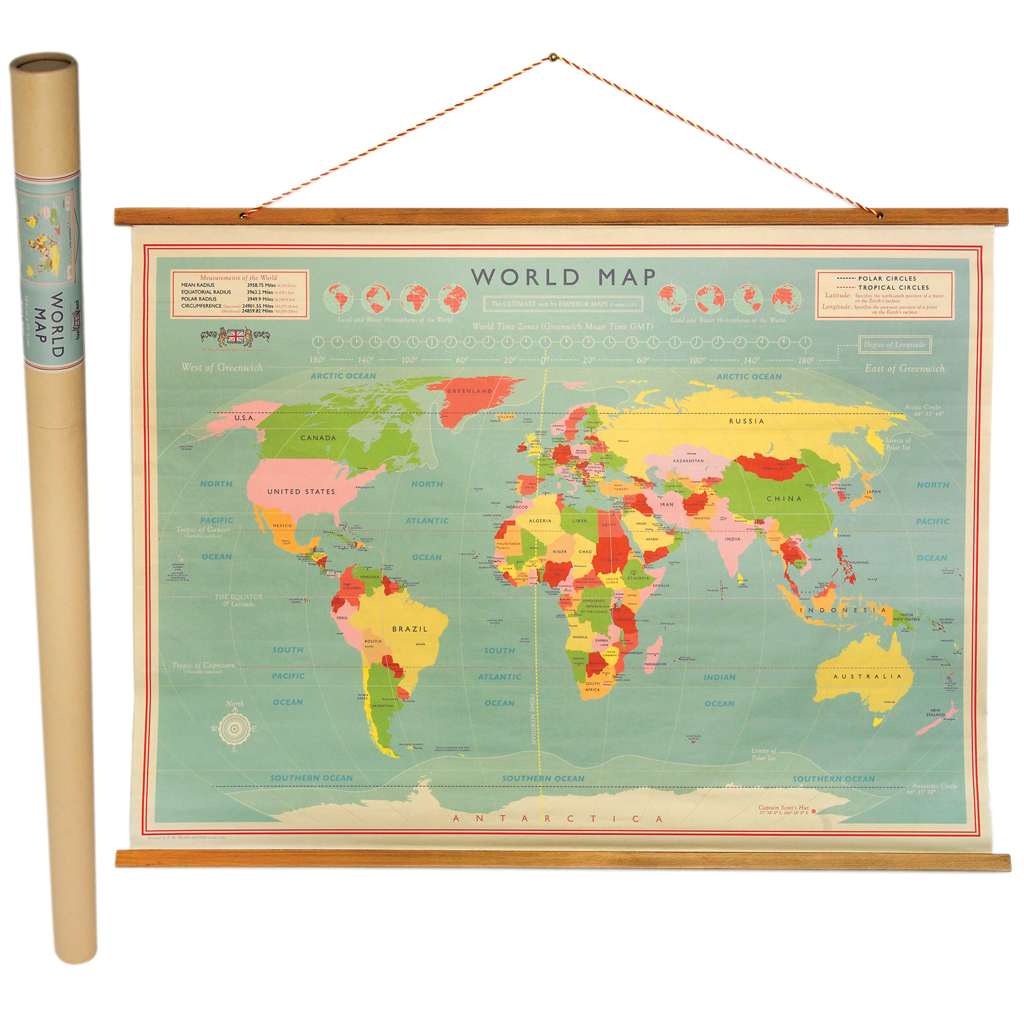 world map wall chart rex london dotcomgiftshop