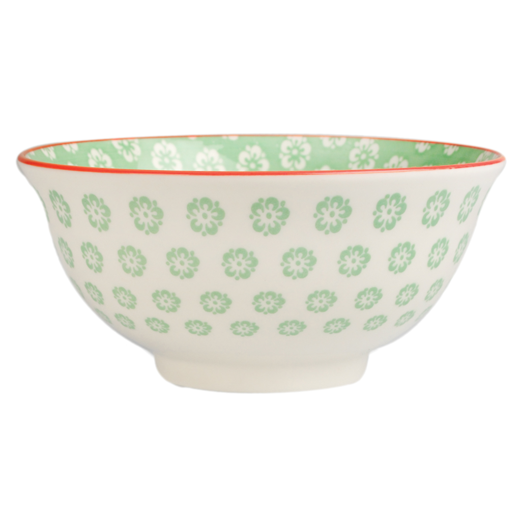 Large Japanese Bowl Green Pansies Rex London