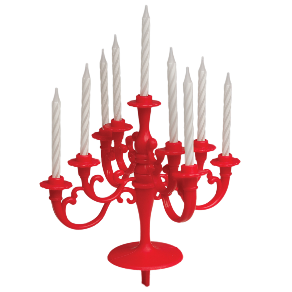 Celebration Cake Red Candelabra With Candles Rex London