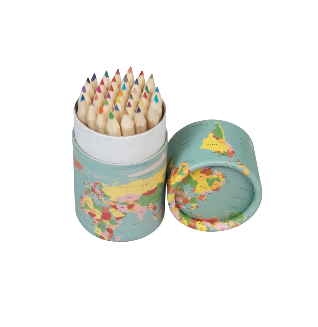 Set Of 36 World Map Colouring Pencils Rex London
