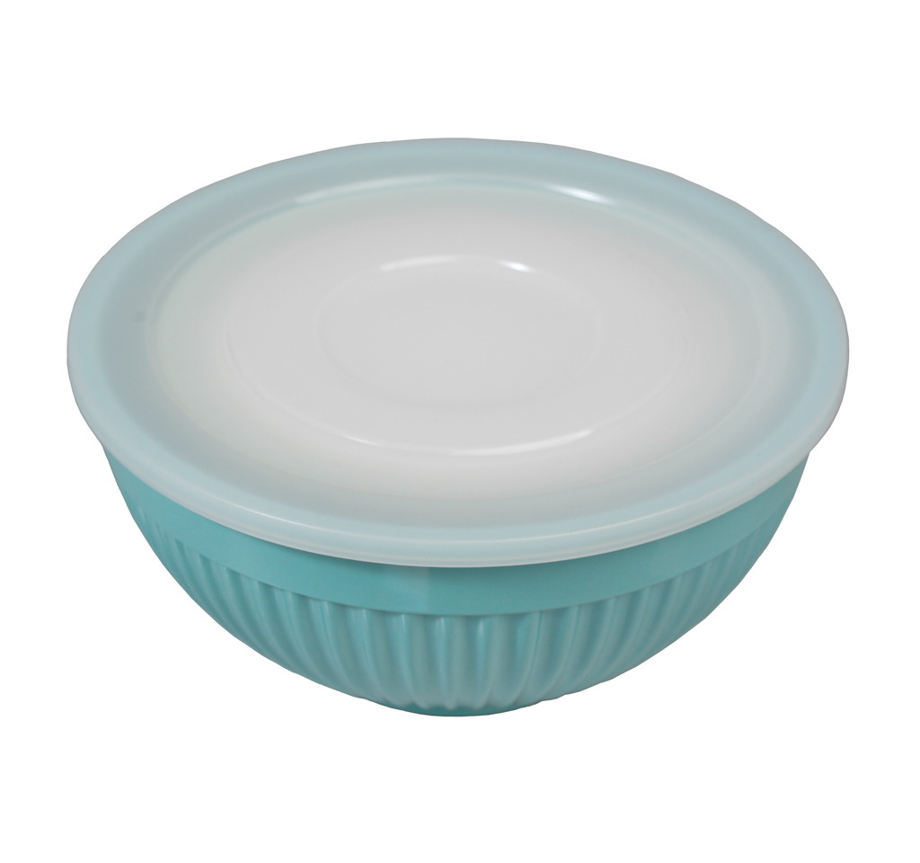 Set Of 4 Ridged Melamine Stacking Bowls With Lids Rex London