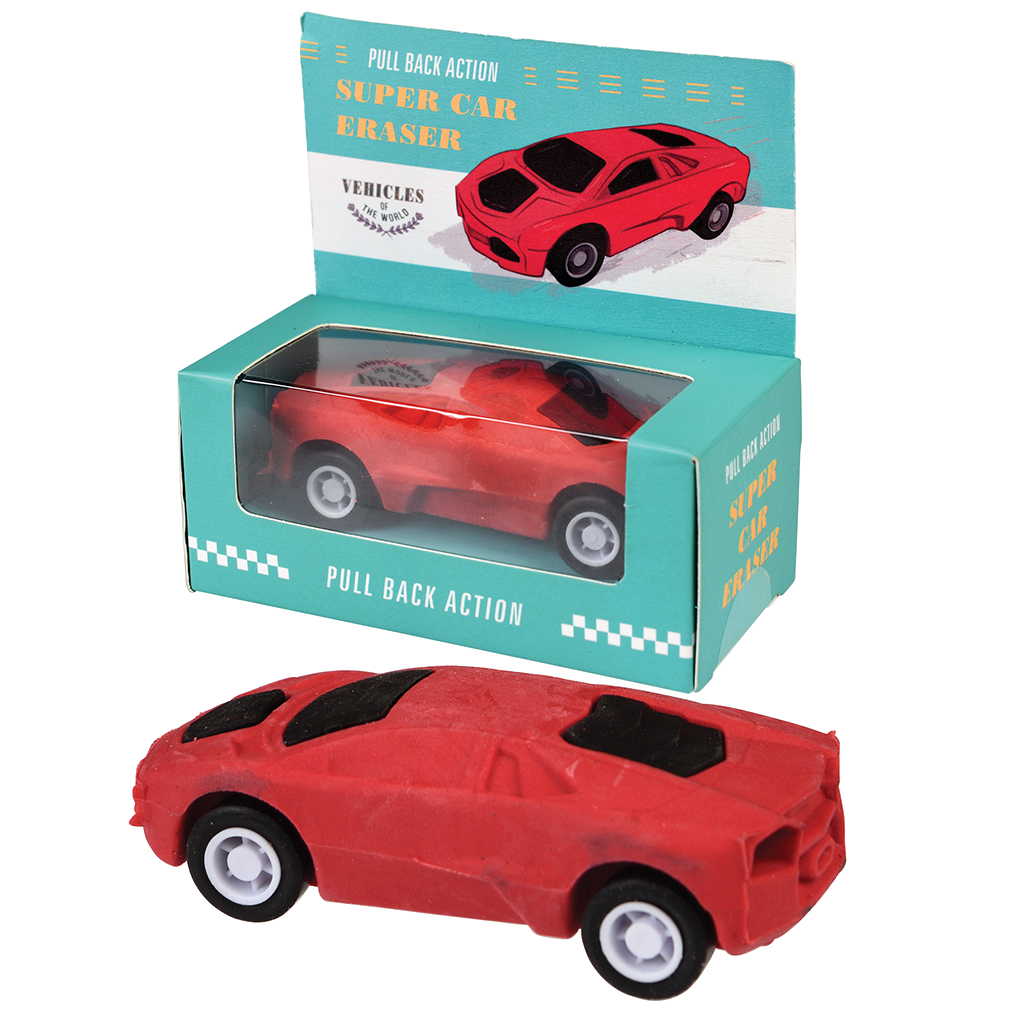 Red Pull Back Super Car Eraser Rex London