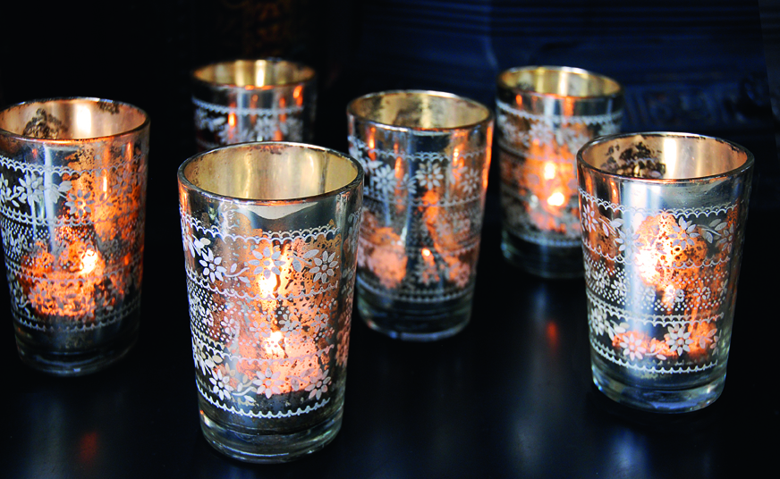 Antique Silver Glass Tealight Holder Rex London