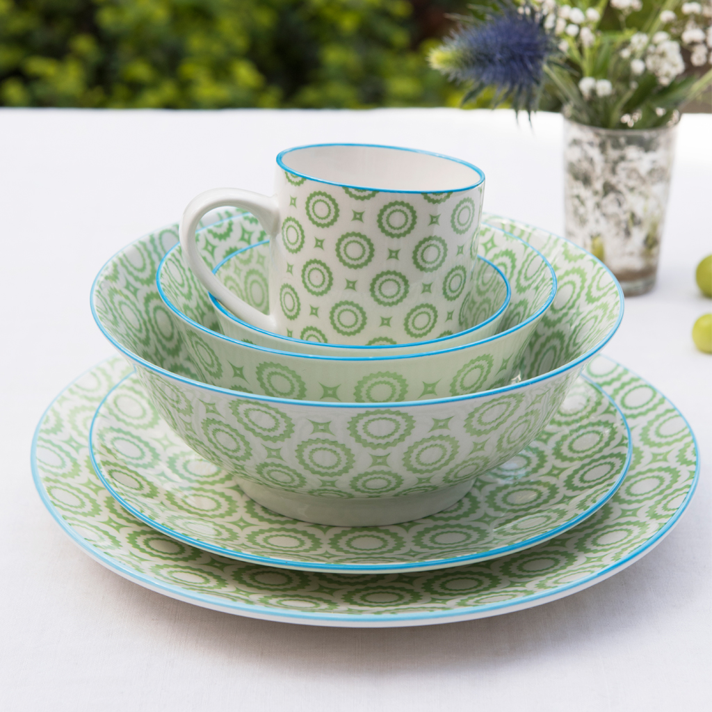 Japanese Dinner Plate Green Circles Rex London