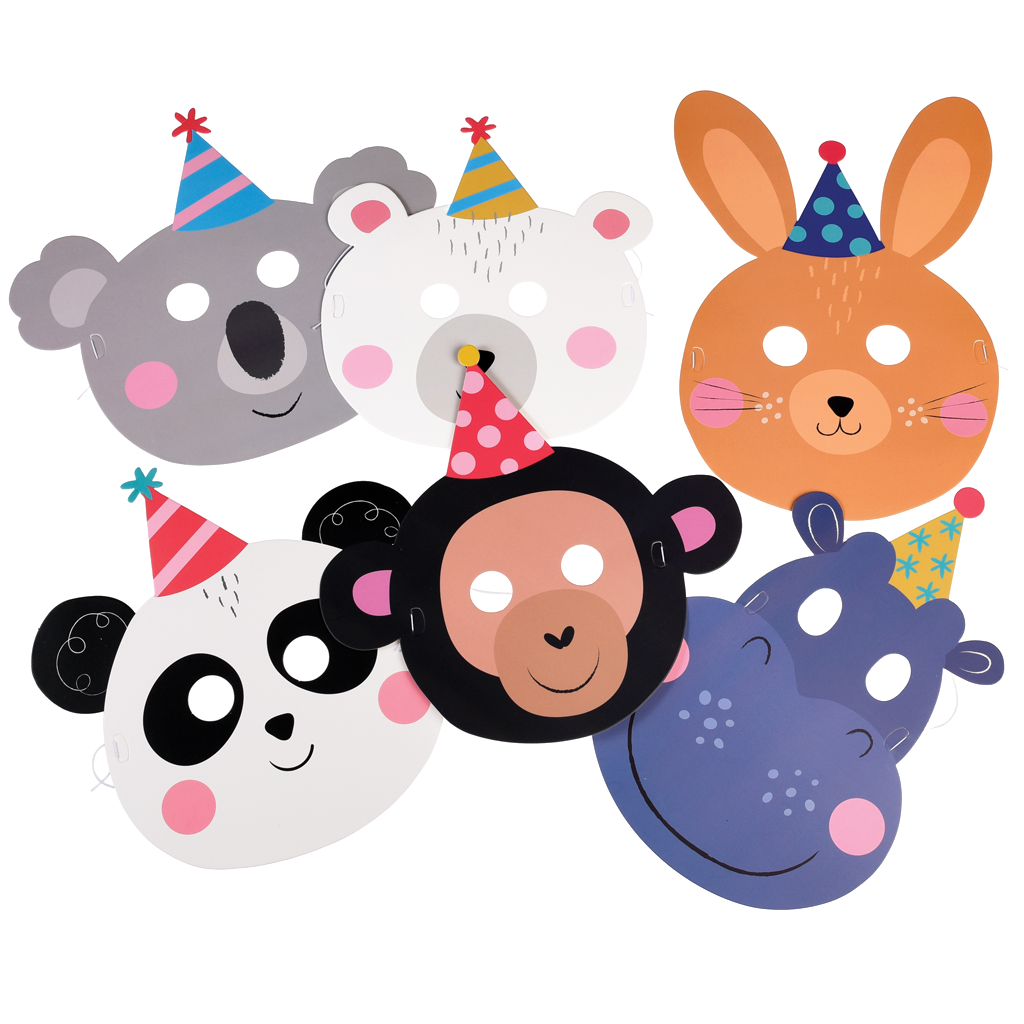 Party Animal Face Masks (pack Of 6) Rex London