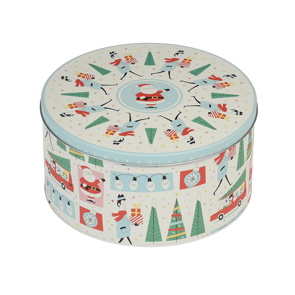 Festive Family Christmas Round Tin Rex London