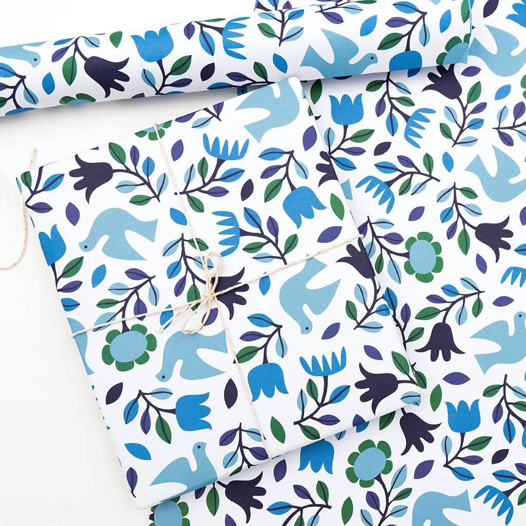 Folk Doves Wrapping Paper (5 Sheets) Rex London