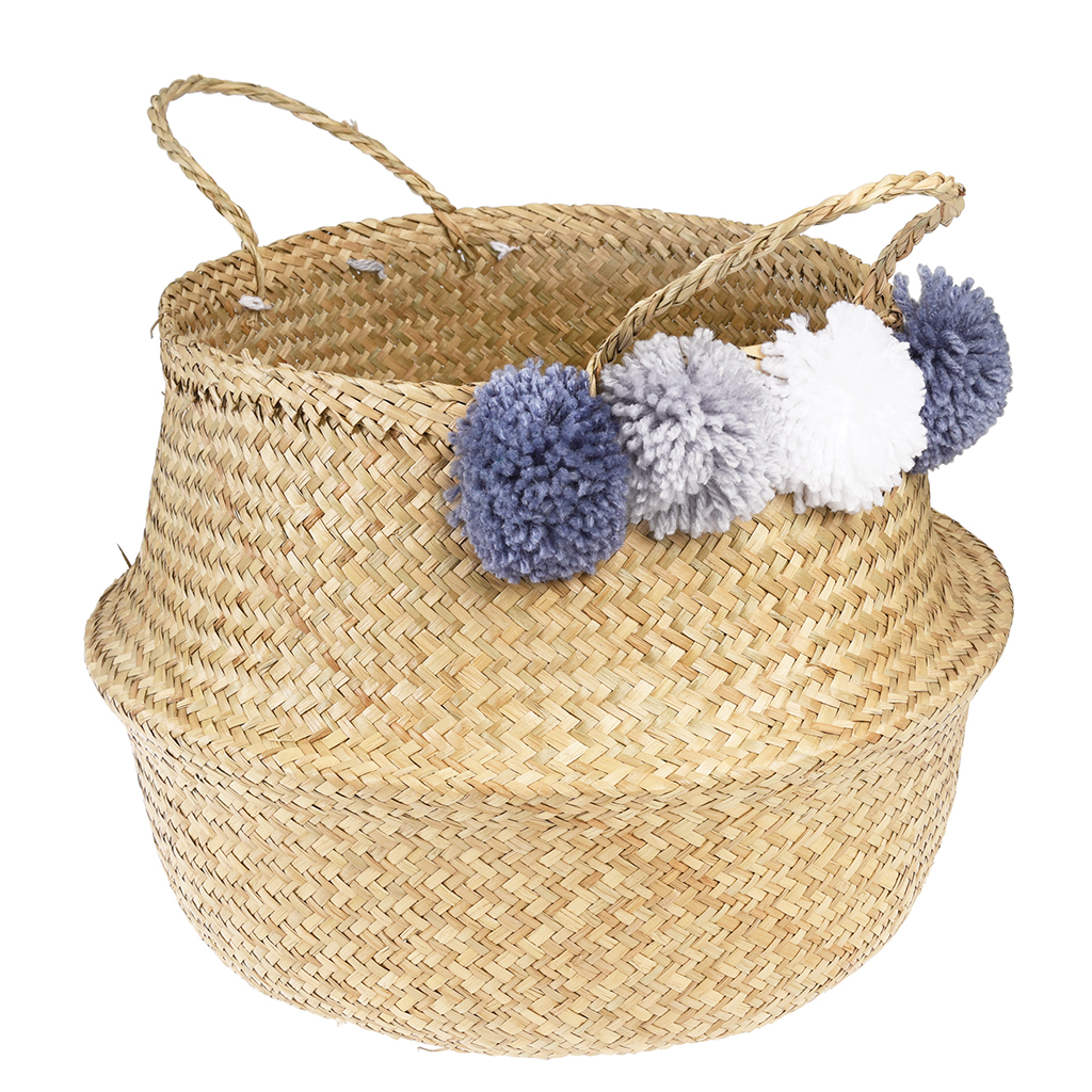 Grey Pom Pom Belly Basket Rex London