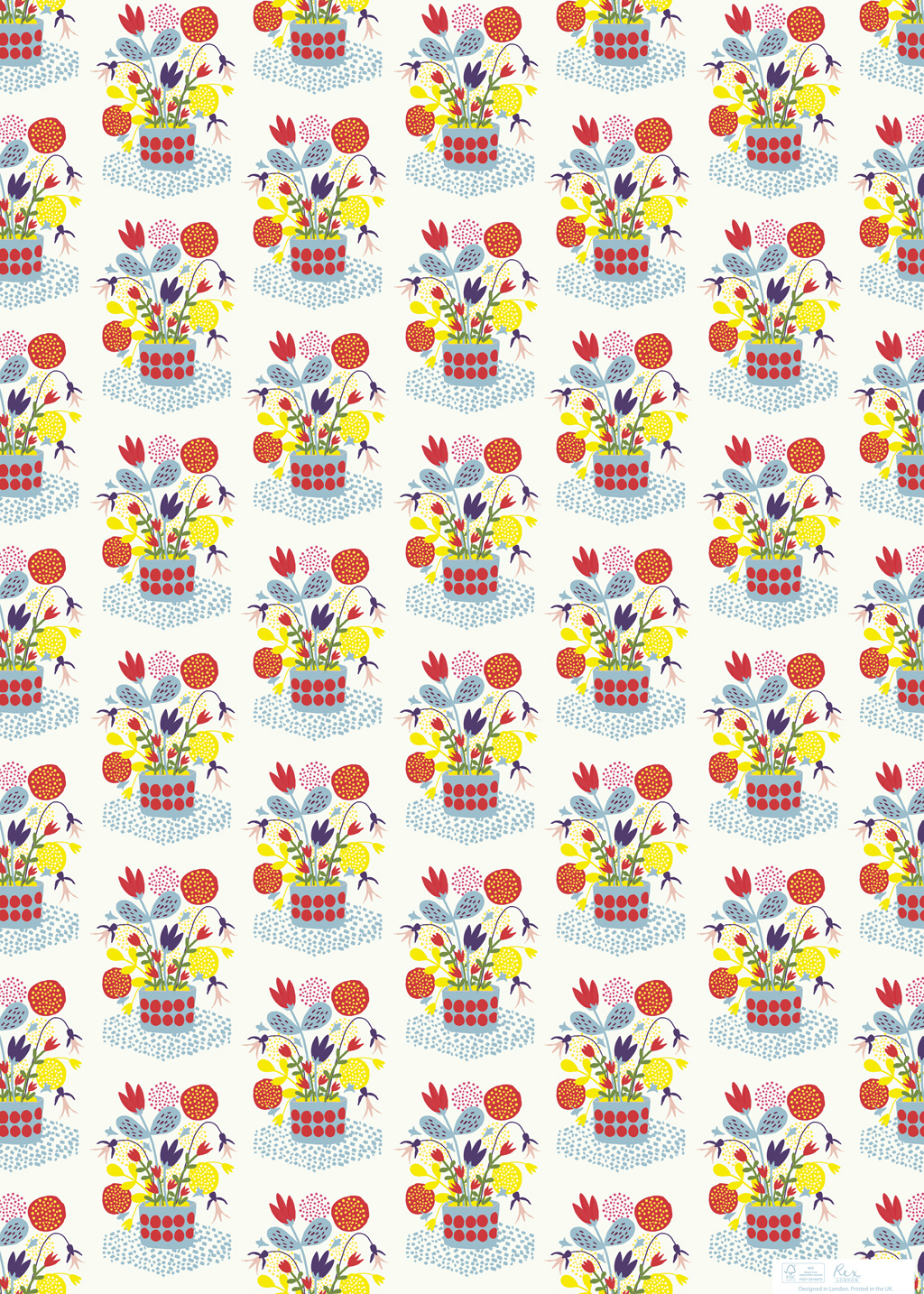 Flower Pot Wrapping Paper (5 Sheets) Rex London