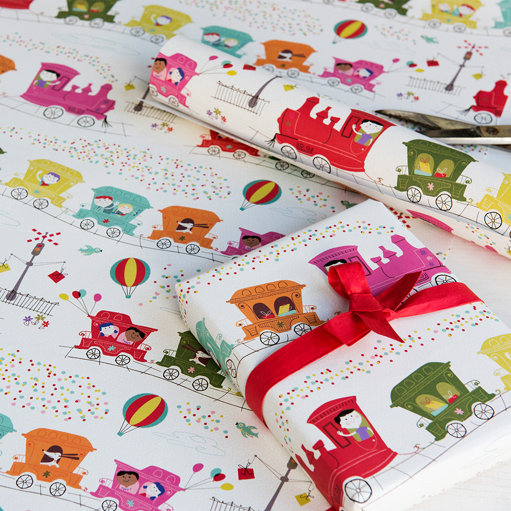 Party Train Gift Wrapping Paper (5 Sheets) Rex London