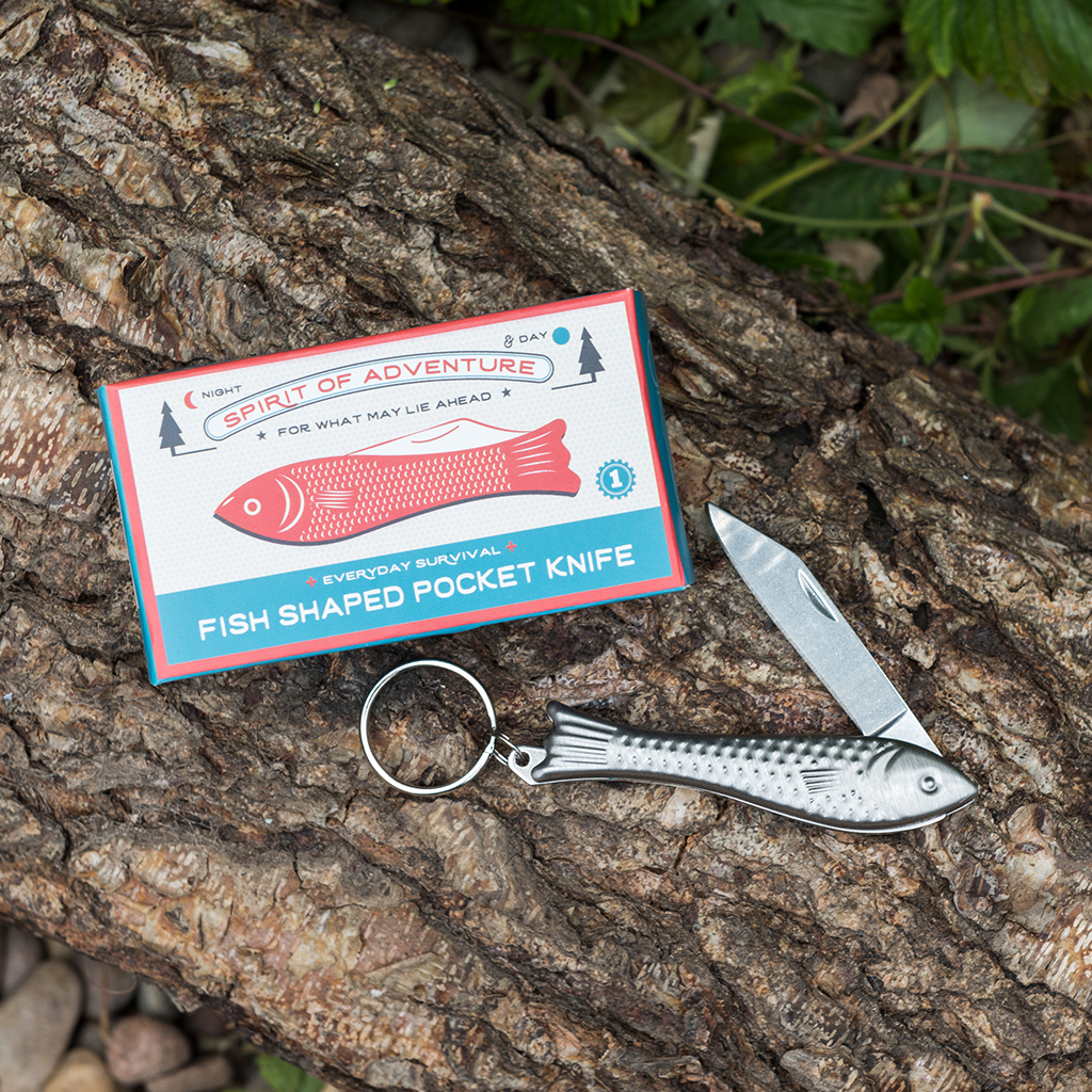 Fish Shaped Pocket Knife & Keyring Rex London