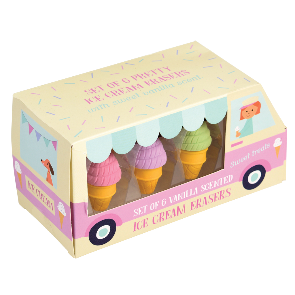 Scented Ice Cream Shaped Erasers (set Of 6) Rex London