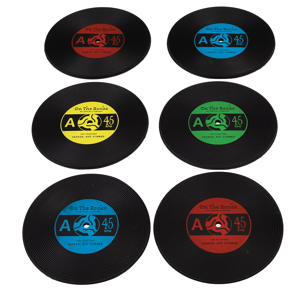 Set Of Six Silicone "Record" Coasters Rex London