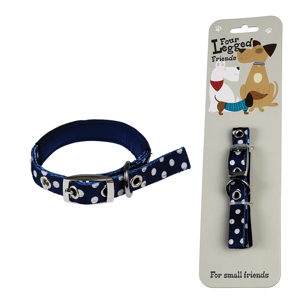 Small Blue Polka Dot Dog Collar Rex London